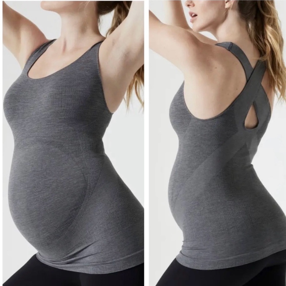 Blanqi Sport Support Maternity Crossback Tank Top Grey Belly Support Size Small